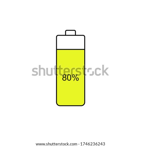 Battery icon with 80% remaining power left. vector illustrations