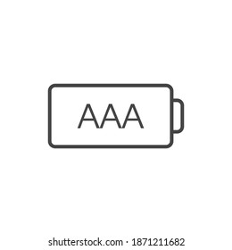 Icono de la batería AAA sobre fondo aislado blanco.