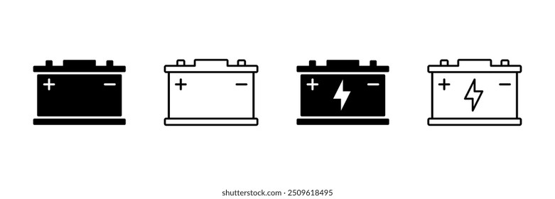 Icono de la batería. Conjunto de Vectores del acumulador. Energías renovables.