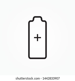 Battery icon with add sign. Battery icon and new, plus, positive symbol. Vector icon. 