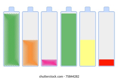 Battery icon. Batteries with different charges.