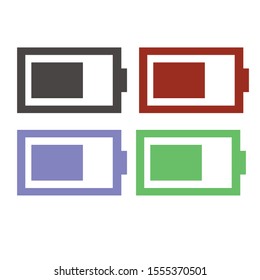 Battery Icon in Black, Dark Red, Light Blue, and Green Colors