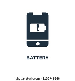 Battery icon. Black filled vector illustration. Battery symbol on white background. Can be used in web and mobile.