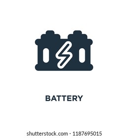 Battery icon. Black filled vector illustration. Battery symbol on white background. Can be used in web and mobile.