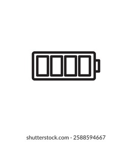 Battery icon black and white vector outline sign