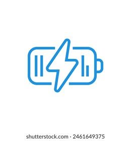 Battery icon with blue linear design