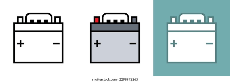 Battery Icon, das Symbol des Batteriewagens stellt ein Elektrofahrzeug dar, das für die Stromversorgung auf wiederaufladbare Batterien angewiesen ist.