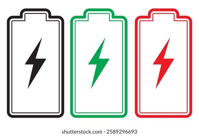 Battery icon, cell, Battery icons Set, Vector, EPS 10 Battery icon, cell, battery charging sign and symbol, charge level.
