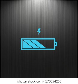 Battery icon, charge level indicator on a dark background for your design