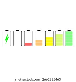 Icono de la batería. Niveles de potencia del Recargo. Estado vacío. Símbolo de energía de Vector. EPS 10.