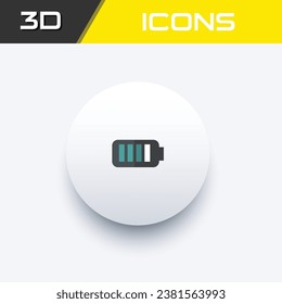 Battery icon, battery charging 3D icon editable file
