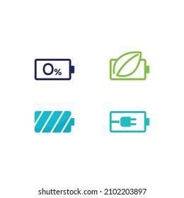 Battery icon and charging, charge indicator Vector logo design level Battery Energy Power running low up status batteries set logo Charge level illustration