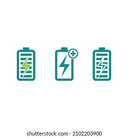 Icono de la batería y carga, indicador de carga Nivel de diseño del logotipo del vector Batería Energía Energía Energía funcionamiento de baterías de estado bajo conjunto logotipo Ilustración del nivel de carga