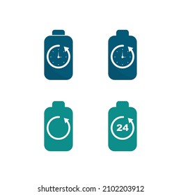 Icono de la batería y carga, indicador de carga Nivel de diseño del logotipo del vector Batería Energía Energía Energía funcionamiento de baterías de estado bajo conjunto logotipo Ilustración del nivel de carga