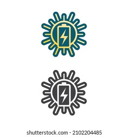Icono de la batería y carga, indicador de carga Nivel de diseño del logotipo del vector Batería Energía Energía Energía funcionamiento de baterías de estado bajo conjunto logotipo Ilustración del nivel de carga