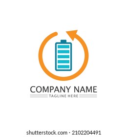 Icono de la batería y carga, indicador de carga Nivel de diseño del logotipo del vector Batería Energía Energía Energía funcionamiento de baterías de estado bajo conjunto logotipo Ilustración del nivel de carga