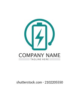 Icono de la batería y carga, indicador de carga Nivel de diseño del logotipo del vector Batería Energía Energía Energía funcionamiento de baterías de estado bajo conjunto logotipo Ilustración del nivel de carga