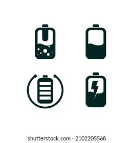 Icono de la batería y carga, indicador de carga Nivel de diseño del logotipo del vector Batería Energía Energía Energía funcionamiento de baterías de estado bajo conjunto logotipo Ilustración del nivel de carga