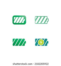 Battery icon and charging, charge indicator Vector logo design level Battery Energy Power running low up status batteries set logo Charge level illustration