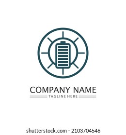 Battery icon and charging, charge indicator Vector logo design level Battery Energy Power running low up status batteries set logo Charge level illustration