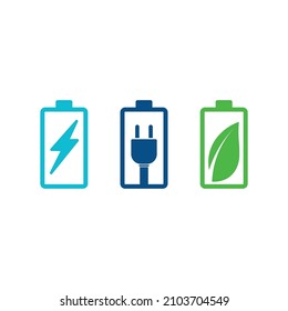 Icono de la batería y carga, indicador de carga Nivel de diseño del logotipo del vector Batería Energía Energía Energía funcionamiento de baterías de estado bajo conjunto logotipo Ilustración del nivel de carga
