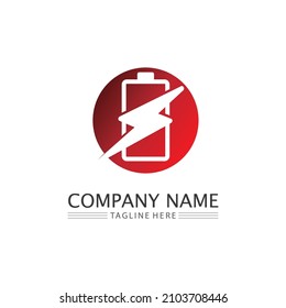 Icono de la batería y carga, indicador de carga Nivel de diseño del logotipo del vector Batería Energía Energía Energía funcionamiento de baterías de estado bajo conjunto logotipo Ilustración del nivel de carga