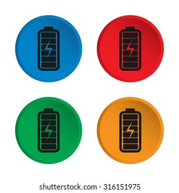 Battery icon. Battery charging icon. Battery charge level indicators. Vector. Illustration.