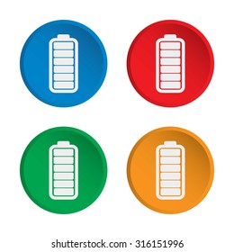 Battery icon. Battery charging icon. Battery charge level indicators. Vector. Illustration.