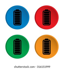 Battery icon. Battery charging icon. Battery charge level indicators. Vector. Illustration.