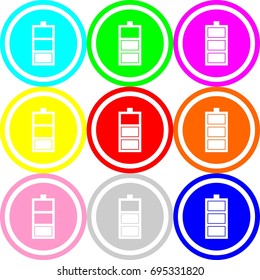 Battery icon , circle sign design with different colors