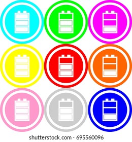 Battery icon , circle sign design with different colors