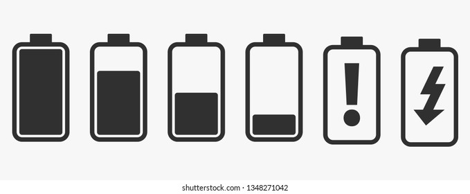 Battery Icon Collection. Flat Icon Design for UX, UI and Mobile Technology.
