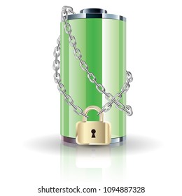 Battery icon collection, Battery locked by chain.