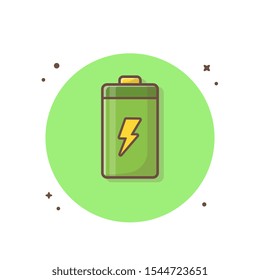 Battery Icon Concept White Isolated. Flat Cartoon Style Suitable for Web Landing Page, Banner, Sticker, Background