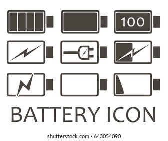 Battery Icon consists of fully charge, charging and low