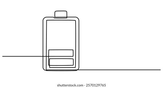 Battery icon continuous one line drawing, outline drawing of Battery with bolt symbol. Battery single vector illustration. Editable vector, Continuous one Line Drawing of battery. pro vector.