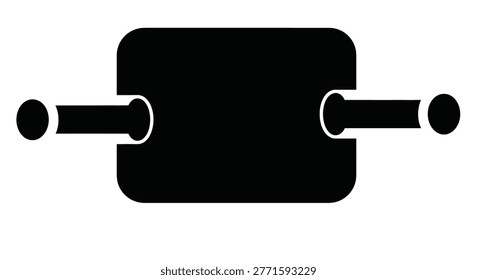 a battery icon depicted in a black and white silhouette style, featuring two terminals and a rectangular body. high-quality professional detailed modern elegant stylish