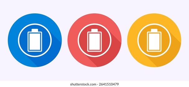 Battery icon design illustration, Battery charging sign and symbol in shadow button design