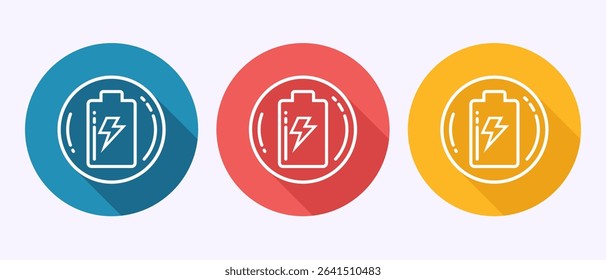 Battery icon design illustration, Battery charging sign and symbol in shadow button design