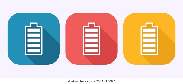 Battery icon design illustration, Battery charging sign and symbol in shadow button design