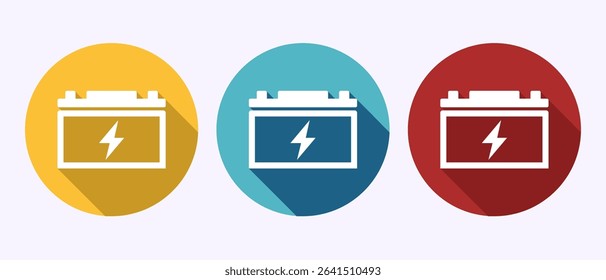 Battery icon design illustration, Battery charging sign and symbol in shadow button design