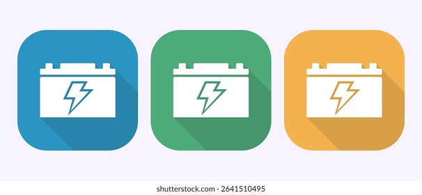 Battery icon design illustration, Battery charging sign and symbol in shadow button design