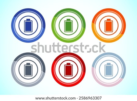 Battery icon design illustration, Battery charging sign and symbol, 6 color button design set