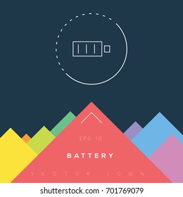 Battery icon design on modern flat background
