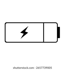 Icono de la batería que muestra la carga con un rayo que indica la energía de la fuente de energía eléctrica