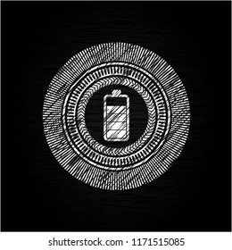 battery icon drawn chalk emblem, retro style, chalk or chalkboard texture