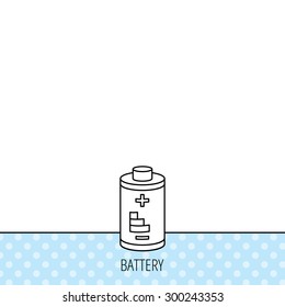 Battery icon. Electrical power sign. Rechargeable energy symbol. Circles seamless pattern. Background with icon. Vector