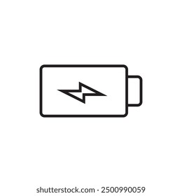 Battery icon, battery energy, battery charging outline style flat icon, simple design vector illustration. 