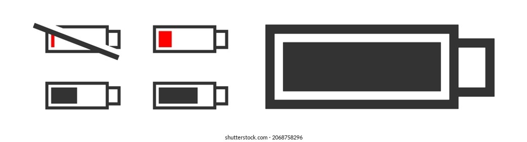 Battery icon. Energy symbol. Camera power sign in vector flat style.