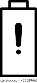 Icono de batería con signo de exclamación, Ilustración vectorial de advertencia de baja energía
